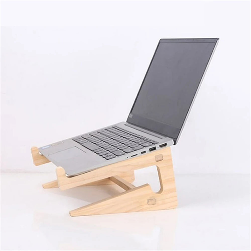 Wooden Laptop Stand for 10-17 Inch Laptops - Natural Wood Finish Main image