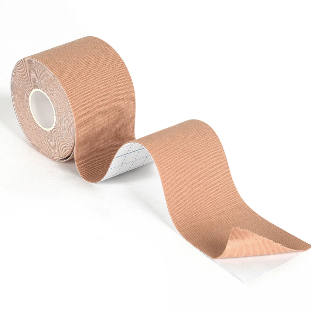 wrinkle removal tape elastic beige roll being unrolled for custom facial and neck skin lifting