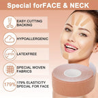 wrinkle removal tape diagram showing application zones on forehead neck and chin for smoothing fine lines