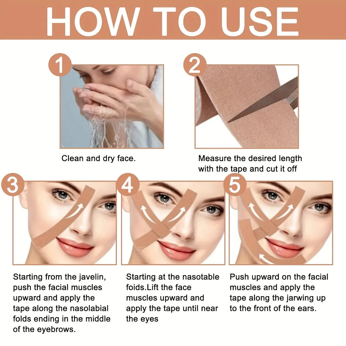 how to apply wrinkle removal tape step by step guide for facial lifting and neck skin tightening